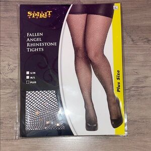 🆕💜	Spirit Black Rhinestone Fishnet Tights | Sparkly Glam Hosiery Plus Size